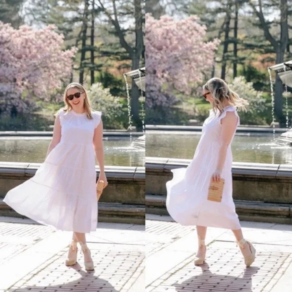 J.Crew Women’s Tiered ruffle-sleeve cotton poplin dress